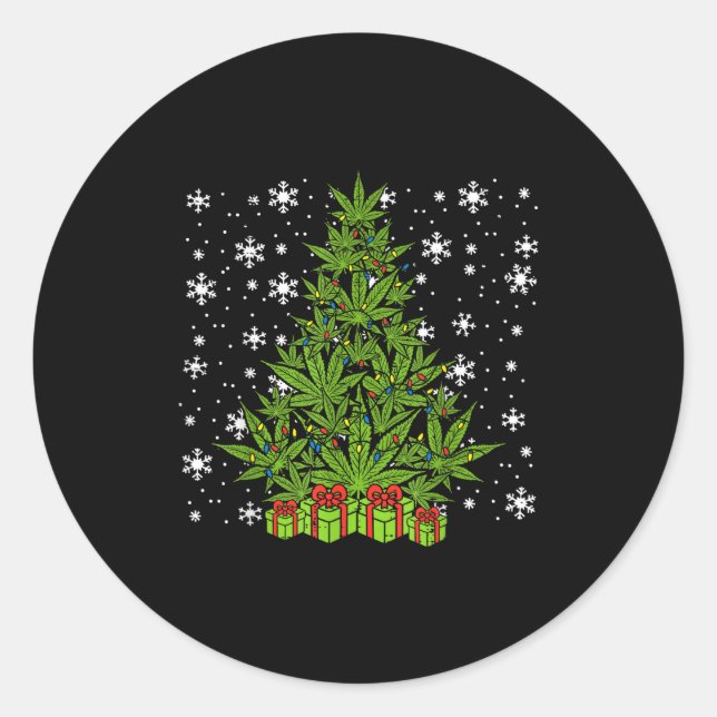 Weed Christmas Tree Funny Xmas T Men Women  Runder Aufkleber (Vorderseite)