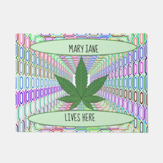Weed Leaf Mary Jane lebt hier Doormat/Rug Fußmatte