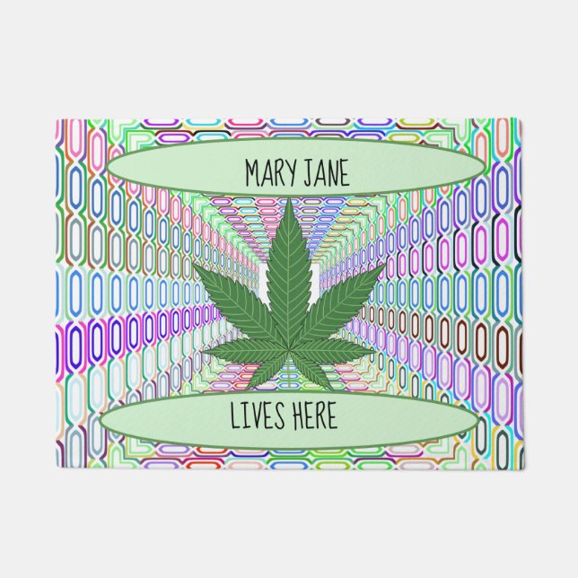 Weed Leaf Mary Jane lebt hier Doormat/Rug Fußmatte (Vorderseite)