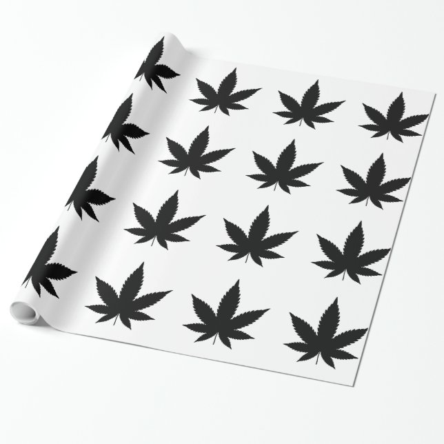 Weed Leaf-Silhouette Geschenkpapier (Ungerollt)