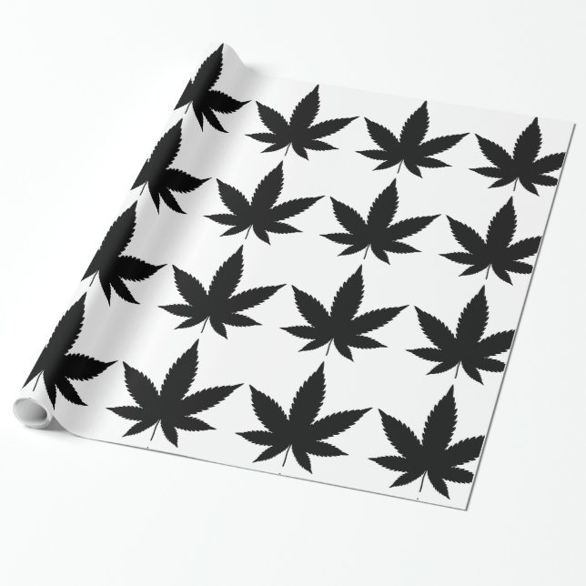 Weed Leaf-Silhouette Geschenkpapier (Ungerollt)