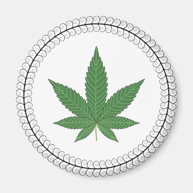 Weed Leaf Tree Swirl Trim Personalisiert Magnet (Vorne)