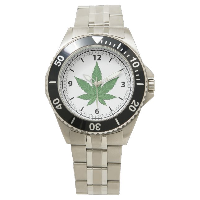 Weed Leaf Vape Stoner Personalisiert Armbanduhr (Vorderseite)