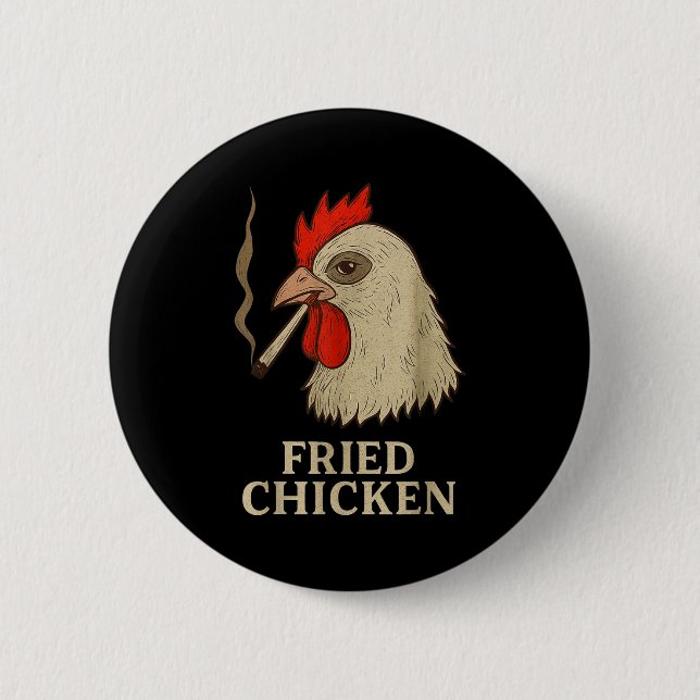 Weed Meme Funny Fried Chicken Smoking  Button (Vorderseite)