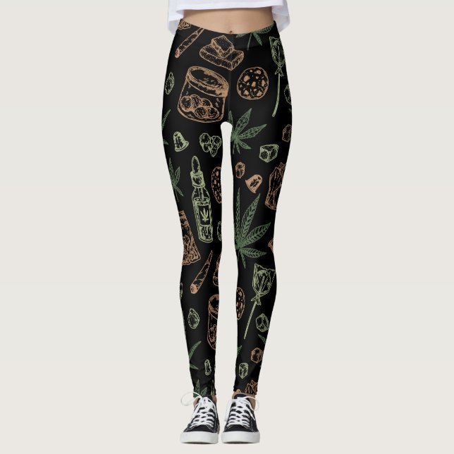 Weed Pattern Women's Fashion Leggings (Vorderseite)