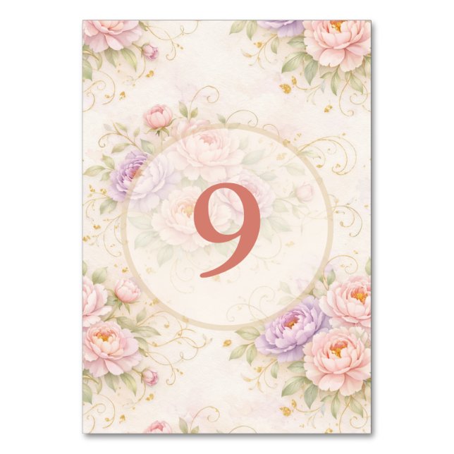 Weeding floral table number tischnummer (Rückseite)