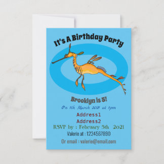 Weedy seadragon Cartoon Illustration Einladung