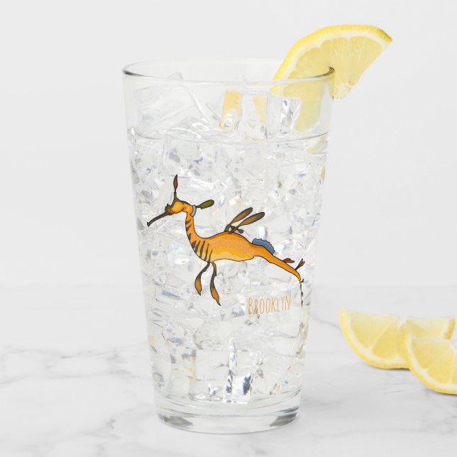 Weedy seadragon Cartoon Illustration Glas (Rückseite Ice)
