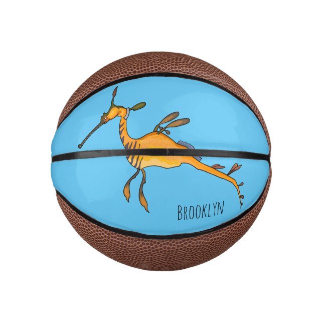Weedy seadragon Cartoon Illustration Mini Basketball (Vorderseite)