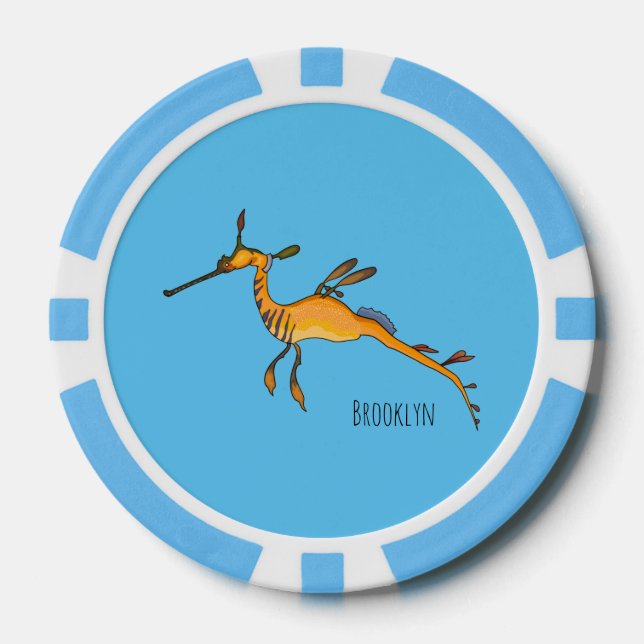 Weedy seadragon Cartoon Illustration Pokerchips (Vorderseite)