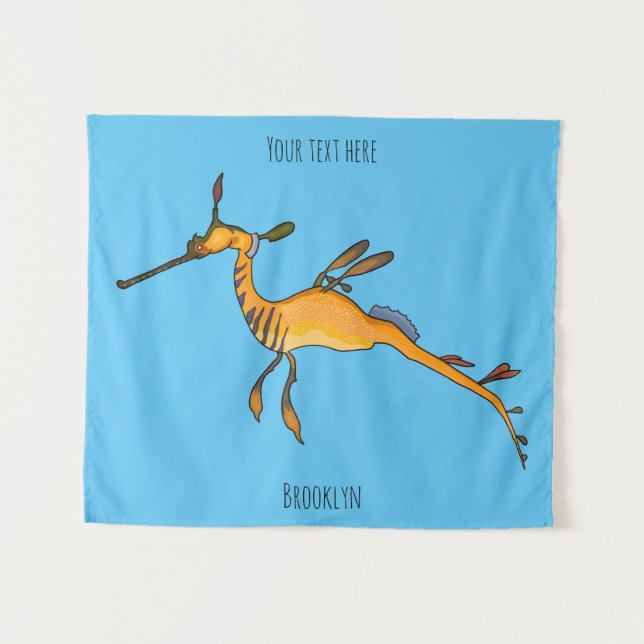 Weedy seadragon Cartoon Illustration Wandteppich (Vorderseite (Horizontal))