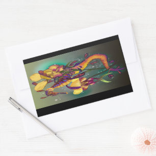Weedy Seadragon mit Orchideen Rechteckiger Aufkleber