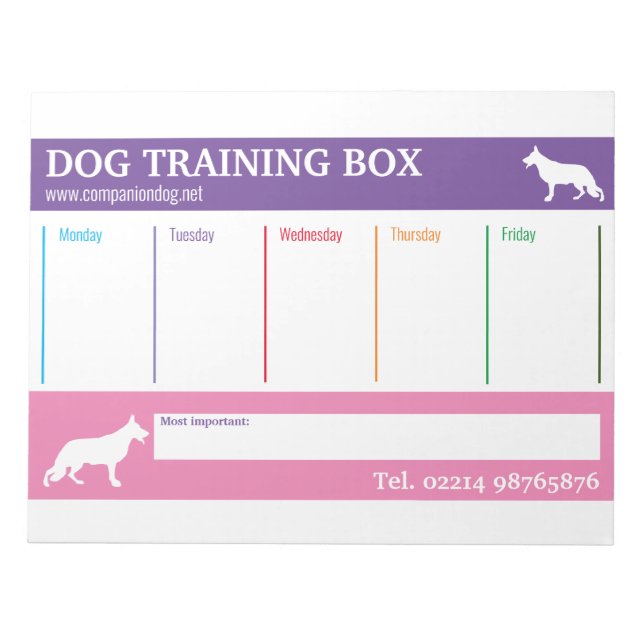 Week planer Shepherd Dog Notepad Notizblock (Vorderseite)