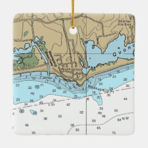 Weekapaug RI Chart Keramikornament