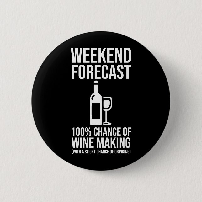 Weekend Forecast - 100% Chance of Wine Making Button (Vorderseite)