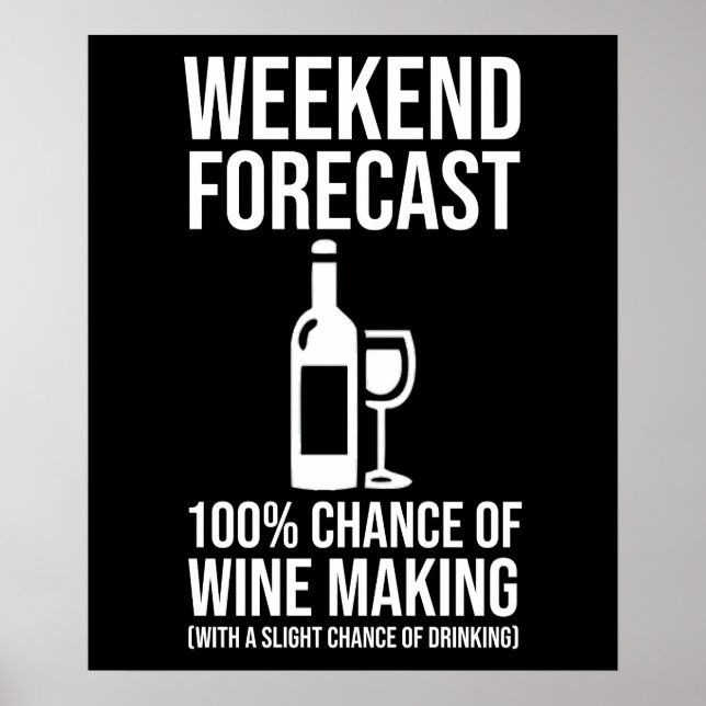 Weekend Forecast - 100% Chance of Wine Making Poster (Vorne)