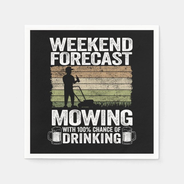Weekend Forecast Mowing Beer Lawn Mowing Gift Drin Serviette (Vorderseite)