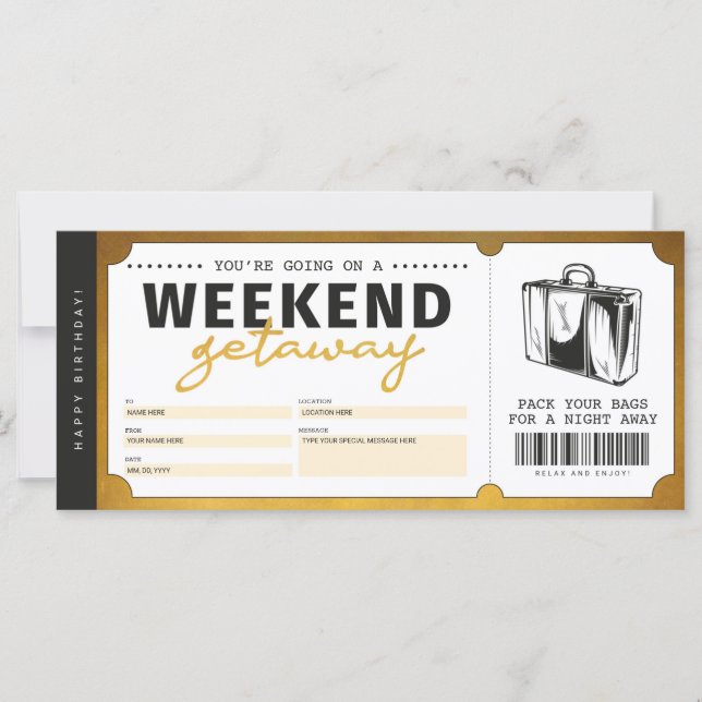 Weekend Gold Geschenkgutschein für Reisen (Vorderseite)