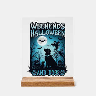 Weekend Halloween Hunde Geist Vollmond Silhouette Acrylschild