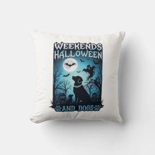 Weekend Halloween Hunde Geist Vollmond Silhouette Kissen