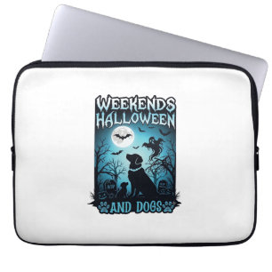 Weekend Halloween Hunde Geist Vollmond Silhouette Laptopschutzhülle