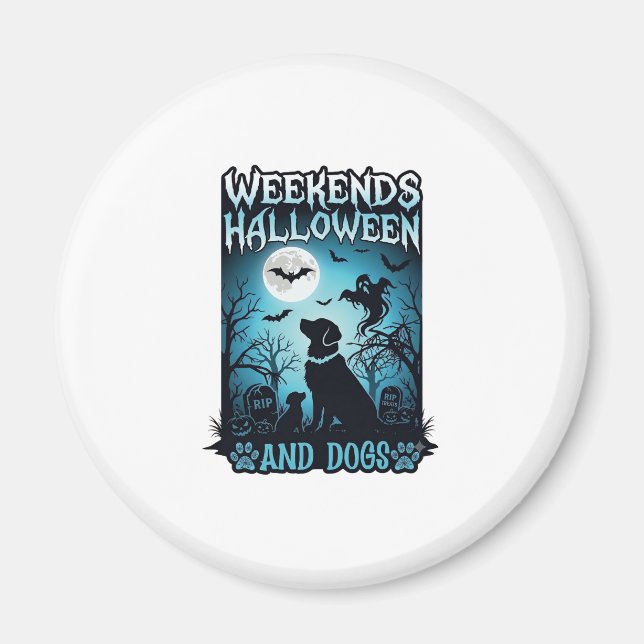 Weekend Halloween Hunde Geist Vollmond Silhouette Magnet (Vorne)