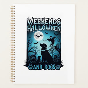Weekend Halloween Hunde Geist Vollmond Silhouette Planer