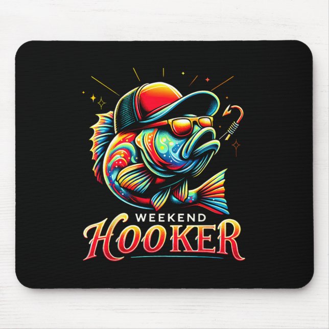 Weekend Hookerr Funny Fish Vater Liebe Fischerei V Mousepad (Vorne)