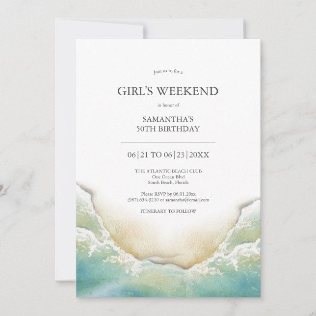 Weekend Invitations Watercolor Shoreline Einladung (Vorderseite)
