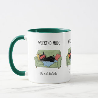 Weekend Mode Cat Coffee Mug Funny Black Cat Gift Tasse