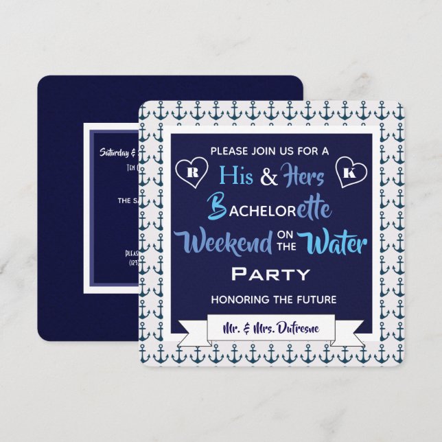 "Weekend on the Water" Einladung seiner & ihrer (Vorne/Hinten)