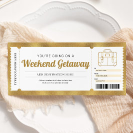 Weekend Reisen Gold Geschenkgutschein Einladung