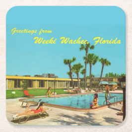 Weeki Wachee Florida Vintag Rechteckiger Pappuntersetzer