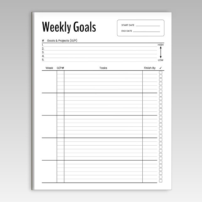 Weekly Goals Notepad Notizblock (Von Creator hochgeladen)