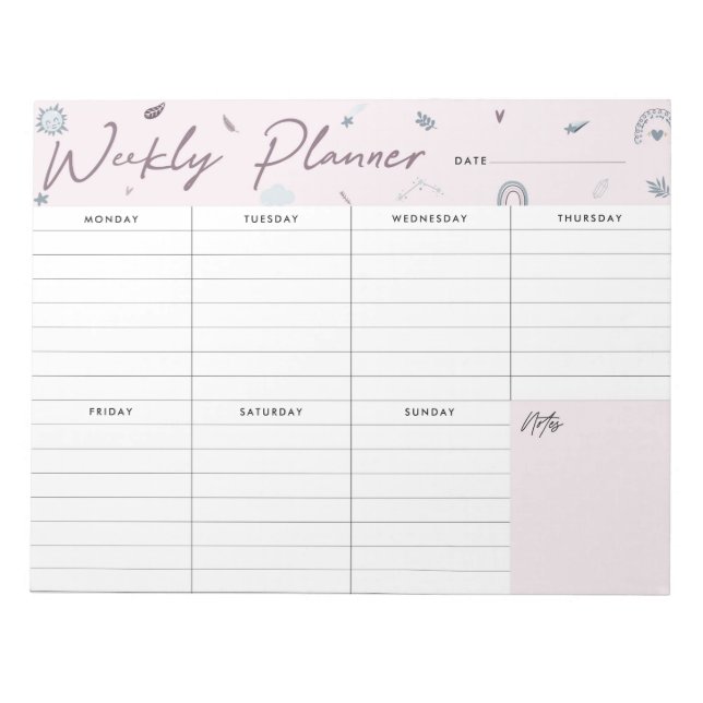 Weekly Planner Floral Notizblock (Vorderseite)