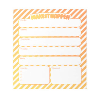Weekly Planner Notepad - Yellow Striped Notizblock