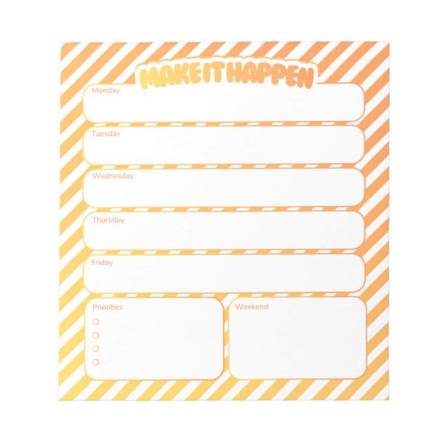 Weekly Planner Notepad - Yellow Striped Notizblock (Vorderseite)