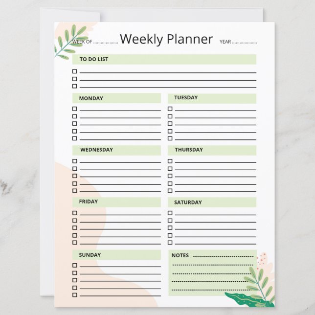 Weekly Planner Template (Vorderseite)