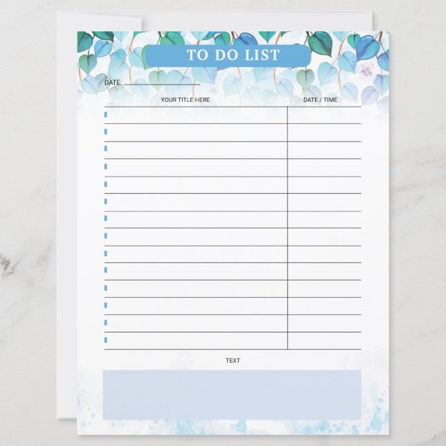 Weekly Planner Template (Rückseite)