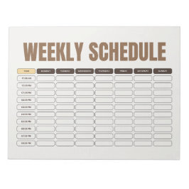 Weekly Schedule Planner Minimal Beige Grid Notizblock