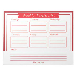 Weekly To Do List Notepad Notizblock