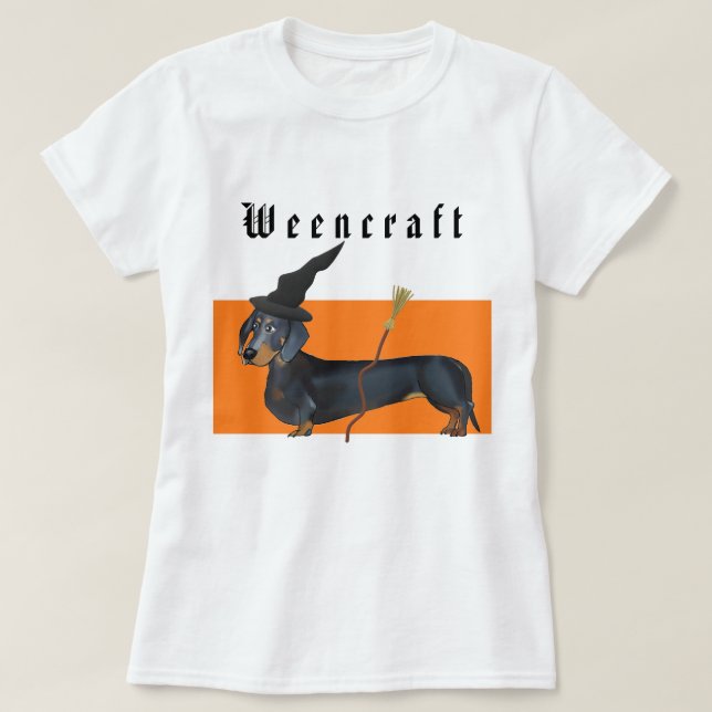 Weencraft Dackel-Hexe lustig T-Shirt (Design vorne)