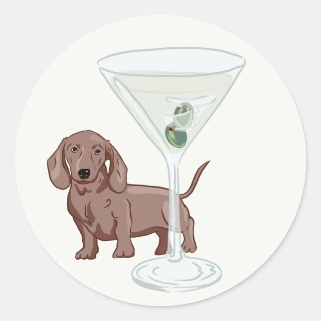 Weenies & Martinis Runder Aufkleber (Vorderseite)