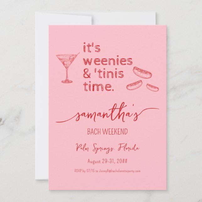 Weenies & Tinies Red Bachelorette Bach Weekend Einladung (Vorderseite)