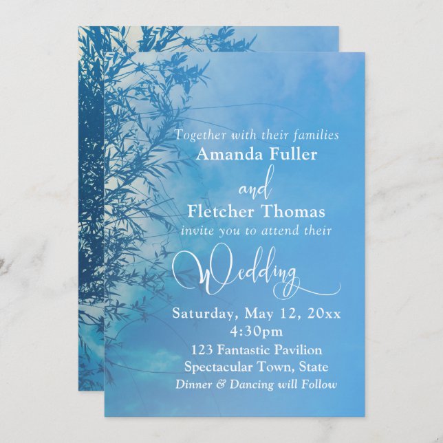 Weeping Willow Ethereal Dreamy Sky Wedding Einladung (Vorne/Hinten)