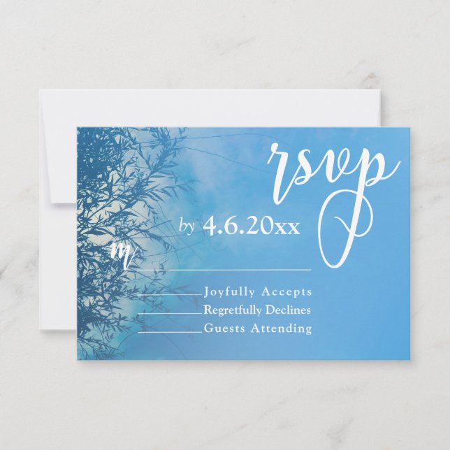 Weeping Willow Ethereal Dreamy Sky Wedding RSVP Karte (Vorderseite)