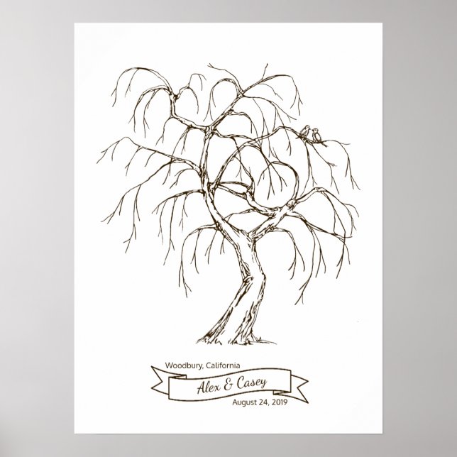 Weeping Willow Fingerprint Tree Poster (Vorne)