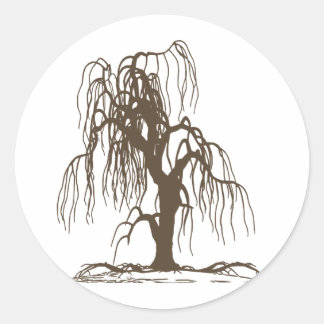 Weeping Willow Tree Runder Aufkleber
