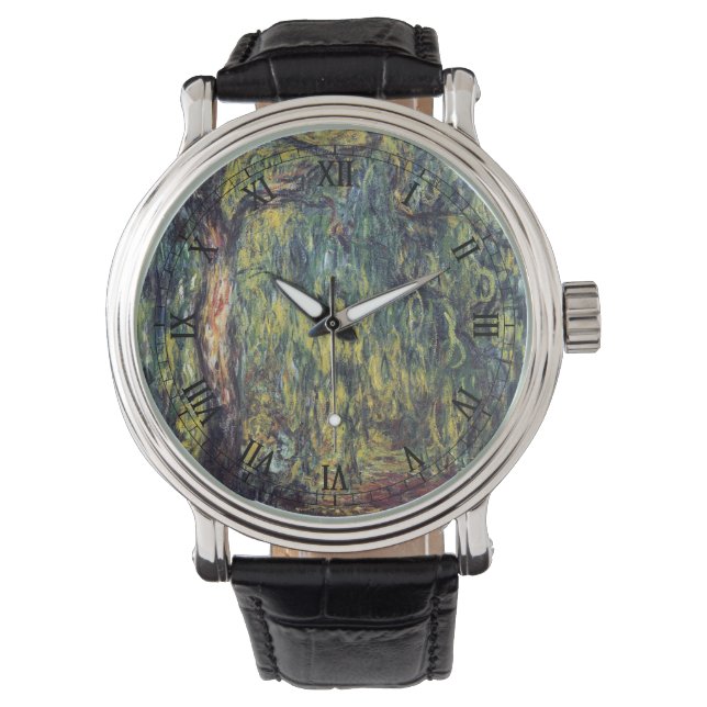 Weeping Willow von Claude Monet, Vintage Kunst Armbanduhr (Vorderseite)