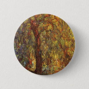 Weeping Willow von Claude Monet, Vintage Kunst Button